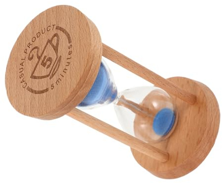 Veemoon Minuteur Sablier en Bois 5 pour Garçon et Filles Minuterie de Brossage des Dents Sablier Éducatif Bleu 5 X 9 CM Gadget Ludique pour Salle de Bain Cuisine