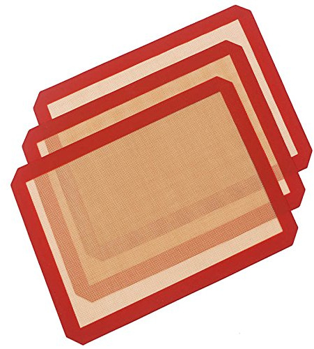 Silicone Baking Mats Set of 3 - Small (12x8), Medium (17x12), Large (12x16) - Non-Stick Reusable Baking Sheet Liners, Heat Resistant to 450°F, Dishwasher Safe