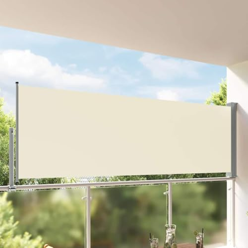 Toldo lateral extensible, negro, 100 x 300 cm, con función de enrollado automático, poliéster resistente a los rayos UV, para terraza y balcón