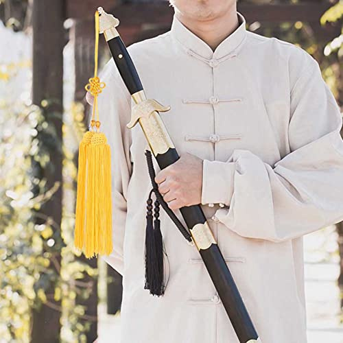 Zhangpu Taiji Svärd Tofs Utsmyckning Toppkvalitet Issilke Släta Dekorativa Tillbehör för Kung Fu Gym, 2 Färger Kort Stil för Kung Fu Taiji Svärd Praxis (gul dolk)
