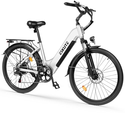 ESKUTE 26 Zoll E-Bike für Herren & Damen,C202 Elektrofahrrad mit 48V 17,5Ah Akku, 250W Motor, 7-Gang-Schaltung, LCD-Display, bis zu 110 km Reichweite, 25 km/h City Trekking E Bike für Erwachsene