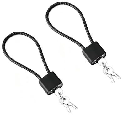 Lot de 2 Cadenas Clé Noir 28cm Cadenas Longue Tige en Acier Chaine Cadenas | Portail, Exterieur, Verrou, Pontet, Sécurisé, Valise, Casier, Vélo, Moto, Cable, Flexible, Robuste, Qualite, Solid