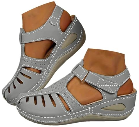Orthopedic Sandals For Women Uk 2026,Arch Support Closed Toe Wedge Sandal Hollow Out Ankle Strap Comfortable Vintage Summer Slippers Casual Outdoor Dressy Gladiator Flip Flops Beach Shoes