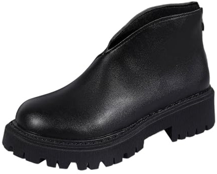 Generisch Bottines Chelsea pour femme avec talon, bottines en cuir pour femme, bottines à plateforme, bottes en cuir, bottines à tige large, bottines pour loisirs, mariage, fête