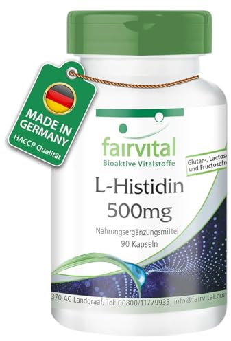 fairvital L-istidina in capsule da 500 mg, 90 capsule, ALTO DOSAGGIO, VEGANO, aminoacido