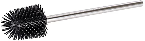 WENKO Cepillo de reserva silicona con manilla acero inox - Cepillo para inodoro con cabeza de repuesto de silicona, Acero inoxidable, 8 x 35 x 8 cm, Brillante