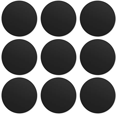 MOSUO 9 Stück Metallplatte Metallplättchen Selbstklebend Set (9 Runde) mit Kleber für Magnet kfz Handyhalter fürs Auto Sehr Dünn Metallplatten für Handy und Tablet, Schwarz