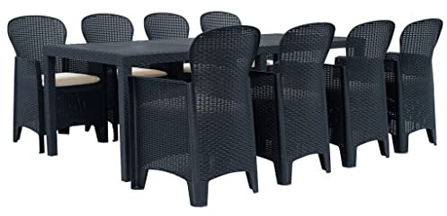 vidaXL Gartenmöbel 9-TLG. Kunststoff Rattan-Optik Sitzgruppe Gartengarnitur