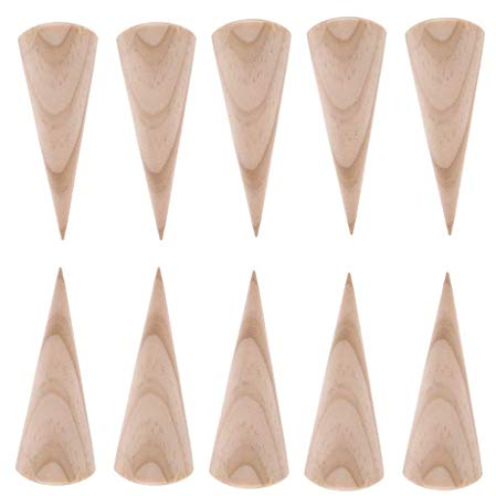 Tubayia 10 Stück Kegel Form Holz Ringhalter Ringständer Schmuck Display Ausstellungsstand für Ringe