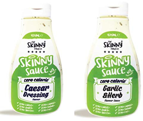 Skinny Food Co Sugar Free Garlic and Herb Sauce 425ml - Virtually Zero Calorie Sauce - Vegan & Keto-Friendly - Sugar Free Garlic Sauce - Gluten Free