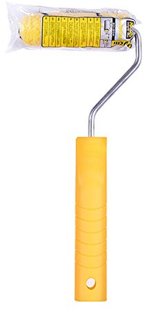 HARDY WORKING TOOLS Maler Set, Farbrolle und Farbwalzen aus Polyester, Florhöhe 9mm, Länge 10cm, Durchmesse 15mm, schwarz-gelb, A0180-528000