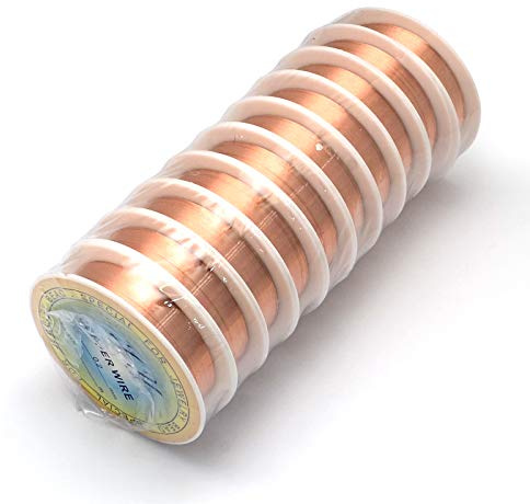Beadthven Kupferdraht, 10 Rolle, 0,4 mm, anlaufgeschützt, 120 m, biegbar, für Schmuckherstellung, Blumenherstellung, Verpackung, Anhänger, 12 m