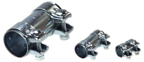 Exhaust Pipe Connector - Heavy Duty Sleeve Double Clamp Tube Adapter Joiner. (43mm to 46.7mm x 125mm)