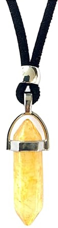ASTER ALHELÍ Pendentif Homme et Femme avec Pierre Naturelle – Collier Sautoir Artisanal Fait Main, Bijou en Pierre Naturelle au Style Bohème, Idée Cadeau (Citrine)