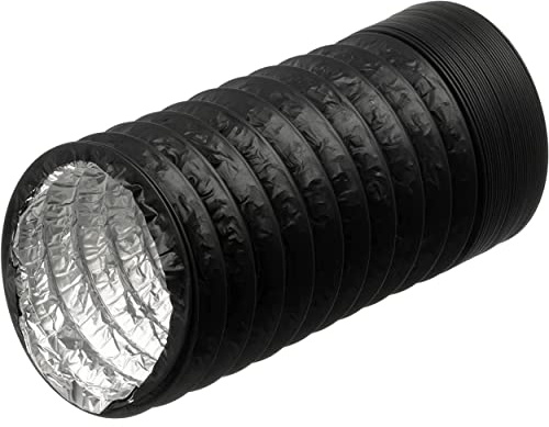 Ø 125mm / 1m Tubo Flessibile di Scarico in PVC Nero - Tubi di Ventilazione con Isolamento in Alluminio