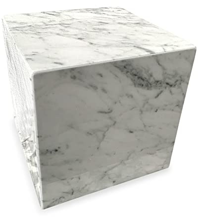 CBAM Tischskulptur Würfel aus weißem Marmor Carrara Kunst Marble Cube Skulpture 10 x 10 cm