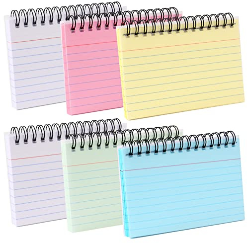 Vicloon Linierte Karteikarte, 300 Stücke Karteikarten, Spirale Notizblock 5 Farben, mit Transparenter Abdeckung, für Lernen von Wörtern, Treffen