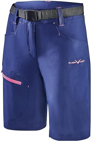 Black Crevice trekkingshorts dam I vandringsshorts dam kort I dam utomhusshorts I vattenavvisande och snabbtorkande I hållbara och ventilerande vandringsshorts med fickor, Stål blå/rosa, 40 SE