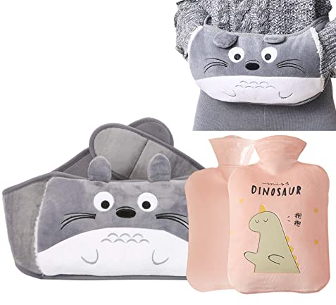 Wärmflasche,Wärmflasche mit Bezug, Wärmflaschengürtel 3 in 1 für Kinder,Erwachsene, Ältere,Frauen, Gummi Wärmflasche zur Schmerzlinderung für Rücken Taille Regelschmerzen Nacken Schulter