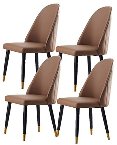 MZLaly Mikrofaser Leder Stühle 4er Set Moderner Design Esszimmerstuhl Küchenstuhl mit Holzbeinen Weich Gepolsterter Sitz für Büro Lounge Esszimmer Küche Schlafzimmer (Color : Dark Khaki)