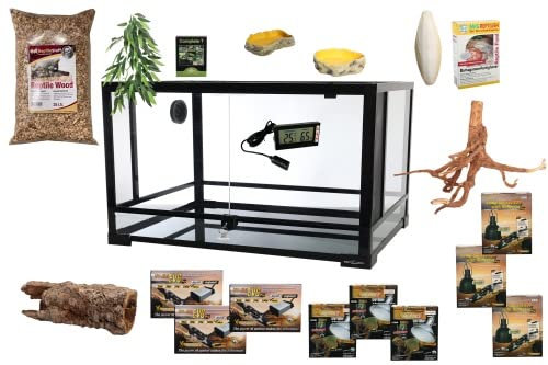 Komplettset Deluxe: Für Leguane (180x60x90cm) (Änderung vom Bild!) Terrarium mit ReptiZoo Glas-Terrarium (ca.182x61x91cm) RK0231-S/RK0231-B