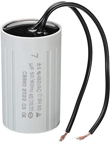 PATIKIL CBB60 7uF Running Capacitor, AC 450V 2 Wires 50/60Hz Cylinder 60x35mm for Water Pumps,Washing Machines Motor Start