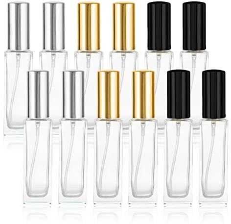 Chingde Parfümzerstäuber 10ml, Zerstäuber Parfüm Abfüller, Parfum Flakon Leer, Nachfüllbar, mit Zerstäuber, für Reisen, Urlaub, Ausflüge (12 Stücke)