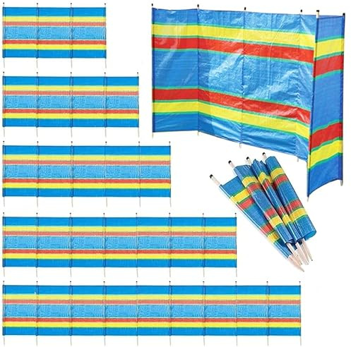 rightclick 4 Pole Beach Windscreen Privacy Beach Windbreaker Lightweight & Portable Screen For Outdoor Caravan Camping Festival Holiday Picnic Beachside Windbreak (4 Pole)