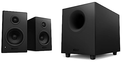 Bundle NZXT Relay PC Gaming Lautsprecher - Full-Range-Sound – 80 Watt – Seidenkalotten-Hochtöner & NZXT Relay PC Gaming Subwoofer - 140 Watt – Tiefer, kraftvoller Bass – 6,5“-Treiber