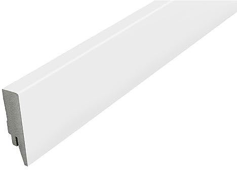 PROVISTON | Sockelleiste | Kunststoff Foliert | Abgerundetes Profil | 16 x 70 x 2400 mm | Weiß | Fußleiste | Wasserfest | Hochwertig | 2.4 Meter