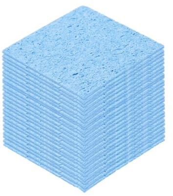 sourcing map 15PCS Soldering Sponge 60 x 60mm Square with Holes Blue Cleaning Pad Welding Tip Iron Replacement for Cleaning Soldering Iron 1mm Natural Thickness 6mm Water Absorption Thickness