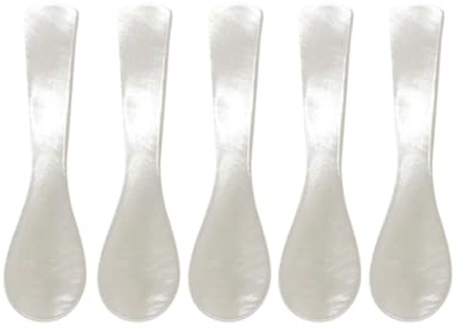 Cucchiai da caviale in madreperla con manico rotondo, set di 5 cucchiai per uova fatti a mano, cucchiai da caffè comodi cucchiai da dessert cucchiaio da gelato per caviale