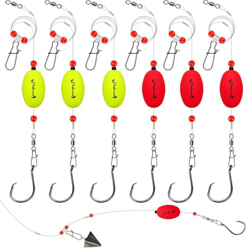 Dovesun Fish Finder Rig with Float 20.5 Surf Fishing Rigs 90LB Surf Fishing Tackle for Shark Bluefish Stripers 6PCS 5/0
