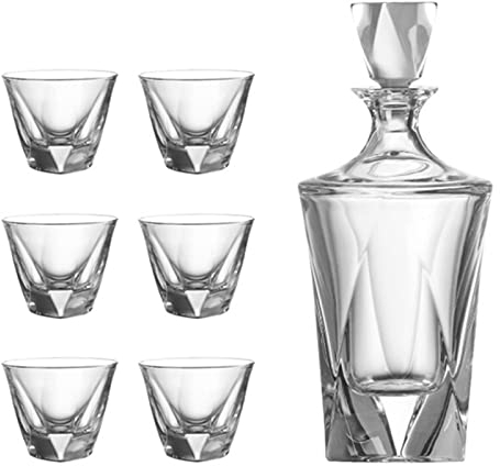 sjdoPulse Copa De Vino, Copa De Whisky, Juego De Botellas De Vino, Juego De Copas De Vino Cuadradas De Cristal, Botella De Vino para Bar, Fiesta, Vasos Familiares