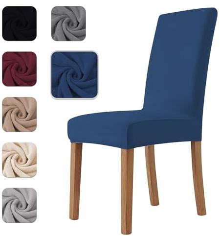 Homebliss Stuhlhussen 6er Set Stretch,Stuhlhussen Schwingstühle Elastisch für Esszimmer- und Küchenstühle, Stuhlbezug Sehr Weich Bequem Kratzfest Blau