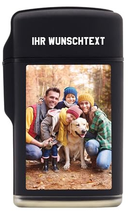 LAUBLUST Feuerzeug mit Foto für Ihn - Personalisiertes Feuerzeug für Männer - Farbfoto Motiv, Schwarz | Herren Personalisierte Geschenke mit Gravur zu Weihnachten, Geburtstag & Vatertag