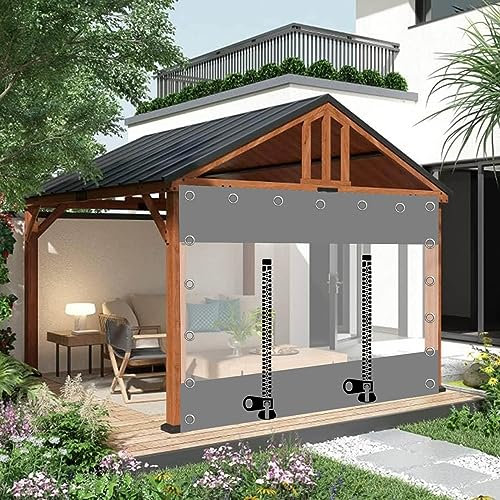 Wasserdichte, transparente Outdoorplanen-Vorhänge für Pavillon, Pergola, Terrasse, anpassbare Größe, 1,8 x 3 m, PVC-Kunststoff-Plane, Seitenteile mit Reißverschluss, Tür, Regenvorhang, Abdeckfolie für