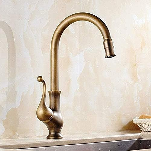 ROMOER Wasserhahn, 60-Grad-Drehung, Kommt An, Küchenarmatur Aus Antikem Messing, Küchenarmatur, Einhand-Warm- Und Kaltwasserhahn