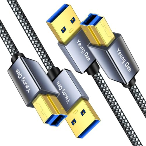 Yeung Qee USB 3.0 A to B Cable 0.5M 2Pack,Nylon Braided USB 3.0 Cable Type A Male to B Male Printer Cable Compatible with Docking Station, External Hard Drivers, Scanner and More (0.5M)