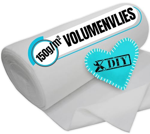 Qooltex Volumenvlies 150g /m² Polstervlies - 160cm BREIT 15mm dick 1.6qm | Polsterwatte zum Polstern, für Decke, Kissen - Vlieswatte Füllung, Diolenwatte waschbar, Patchwork Quilt DIY