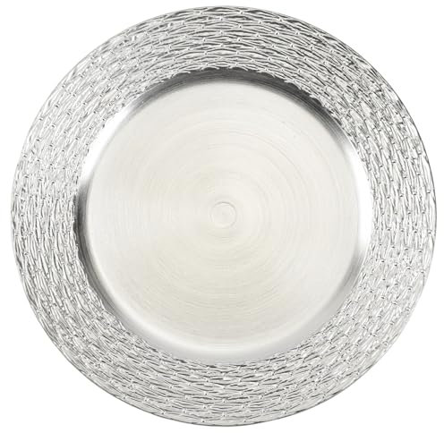CAMOFOXIN 13 Chargers for Dinner Plates, Set of 6 Chargers for Dinner Plates, Plates for Party Table Decor (Silver)