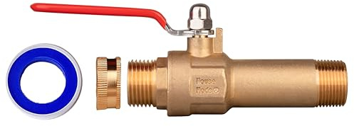 House Mods HMP012 Full Port Water Heater Straight Drain Valve(LF Compliant Brass, 3/4 MNPT, 2.5 Shank, W/Garden Hose Cap and Thread Tape)