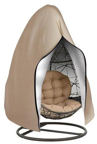 PTHEN Abdeckung für Gartenmöbel 210D Terrassen-Hänge-Ei-Stuhl-Abdeckung, Wasserdicht, Winddicht, Schaukel-Ei-Stuhl-Abdeckung Mit Reißverschluss-Schnalle(Khaki)