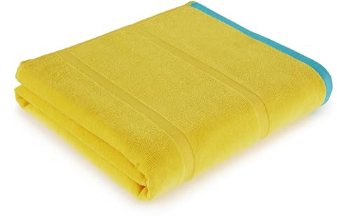 s.Oliver Strandtuch 090x180 cm - 100% Baumwolle, weich & saugstark, 380 g/m² Badetuch gelb hellblau