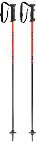 LEKI Kids’ Rider Lightweight Aluminum Ski Poles for Downhill Skiing - Black-Red - 80 cm
