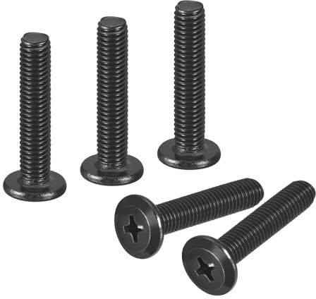 uxcell 20Pcs M5-0.8 x 25mm Flat Round Head Machine Screws, 304 Stainless Steel Phillips Drive Machine Screw, Full Thread, Black Oxide, Furniture Screw Connection Bolt Screw