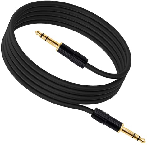 YARCHONN 1/4 Inch TRS Instrument Guitar Cable, 6.35mm TRS to TRS Stereo Audio Cable Straight Male Jack Balanced Cord for Electric Guitar Keyboards Speaker - 2M/6.6FT