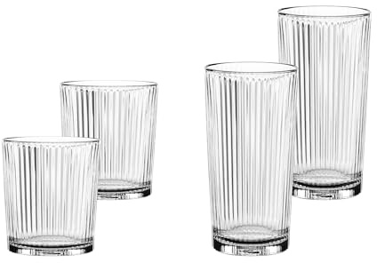 Nachtmann, 8-teiliges Aperitivo Set, 4x Becher (370 ml), 4x Becher Large (395 ml), 106517, Tumbler und Cocktailgläser aus Kristallglas, Trinkgläser spülmaschinenfest, Klar