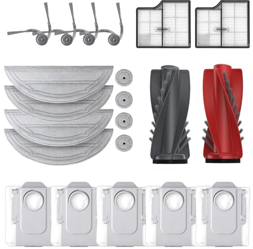 Geoviizon Accessories for Roborock Saros 10 Vacuum Cleaner, 1 Dual Main Brush, 4 Side Brushes, 2 Filters, 4 Wipes, 4 Round Mops, 5 Dust Bags