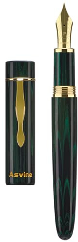 Asvine C2000 Germany Cumberland Ebonite Fountain Pen Number 8 Stub Nib 1.1mm Calligraphy Art Drawing Unique Pattern Pen with Converter Pen Box Collection Set- Green